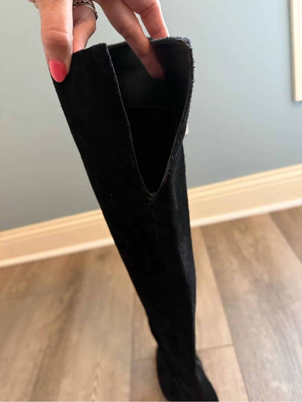 Gianni Bini Black Suede Over-the-Knee Block Heel Boots